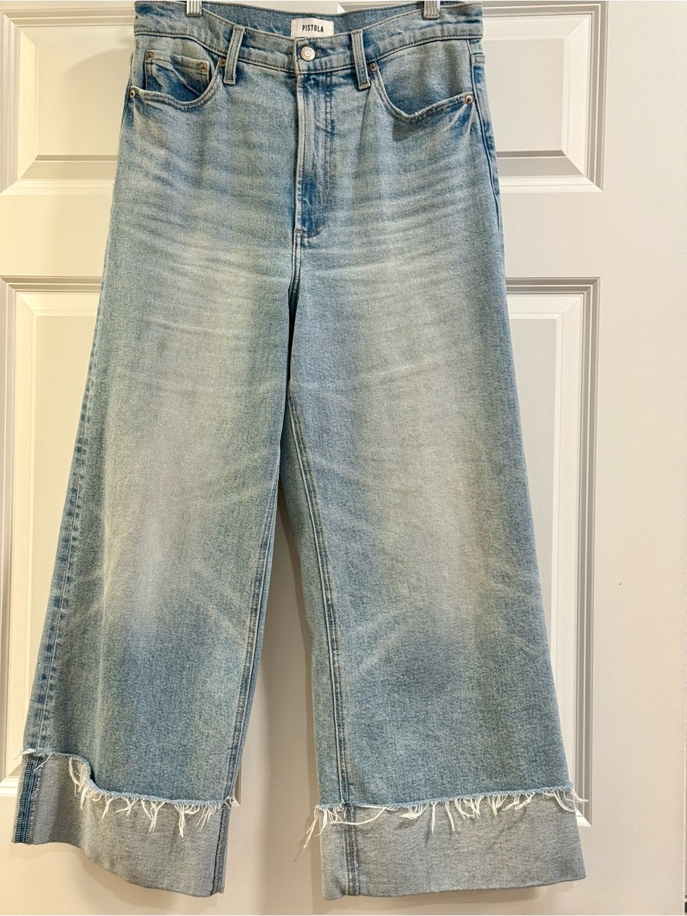 Pistola Lana Fixed Cuff 27” Inseam Wide Leg Cropped Jeans
